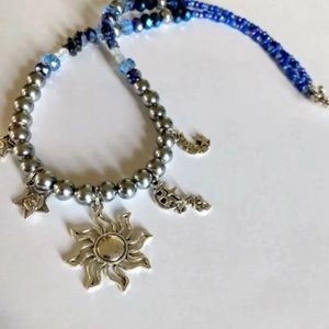 Sun and stars pendant beaded necklace